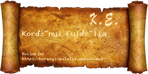 Korényi Eulália névjegykártya